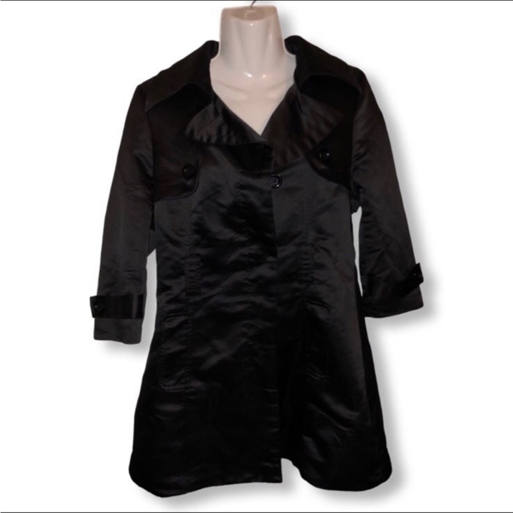 Charlotte Russe Black Satin Formal Peacoat